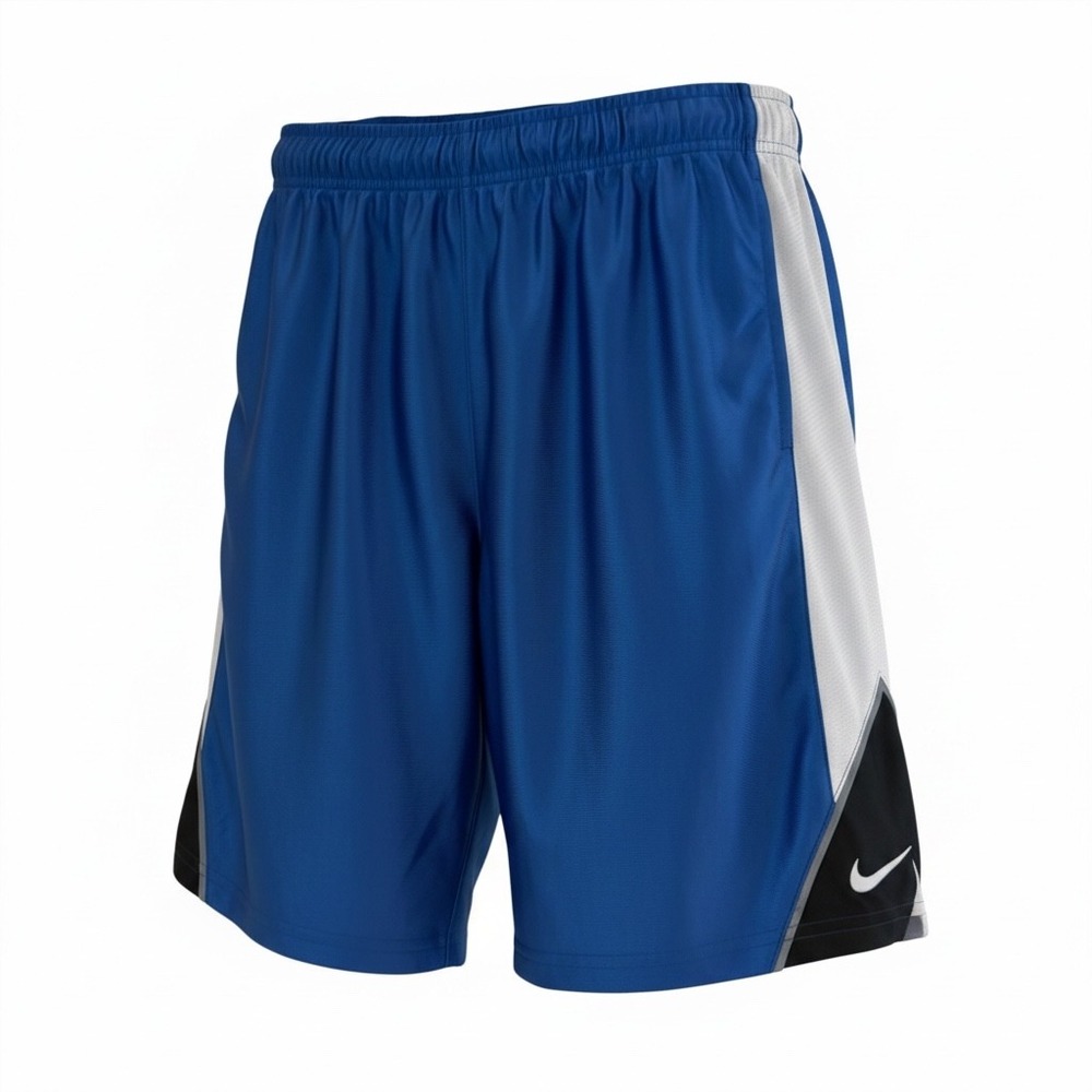 Nike Mens Basketball Shorts Royal Blue White Black Dazzle Colorblock Medium Y2K